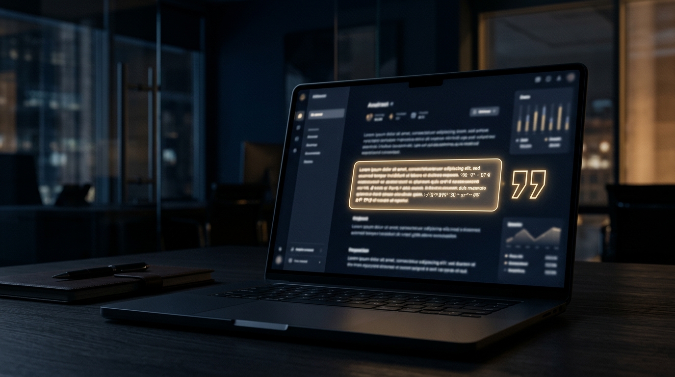An abstract blurred text passage highlighted with a gold outline