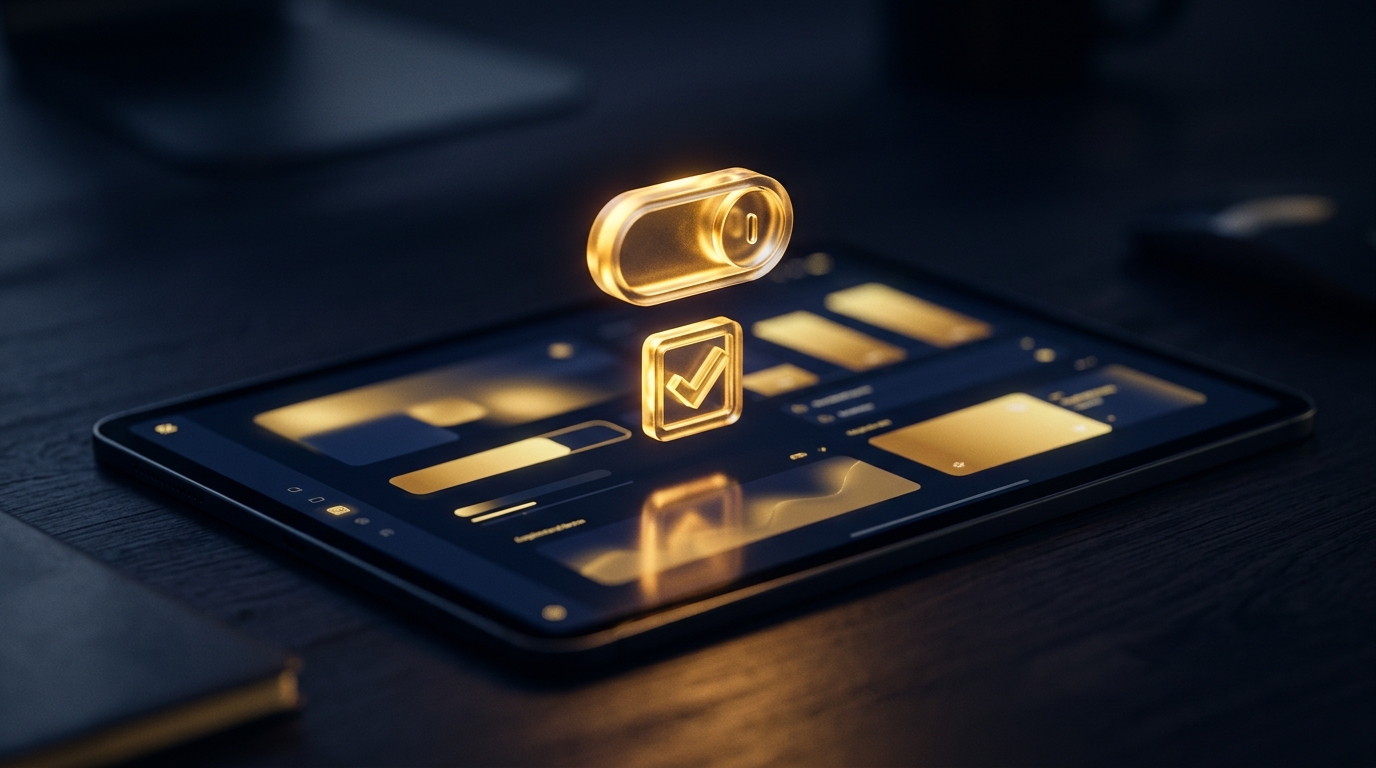 A consent toggle switch lighting up on a tablet screen